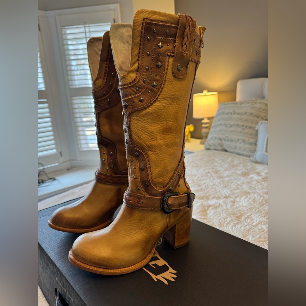 Freebird Brown Leather Studded Boots - Picture 3 of 13